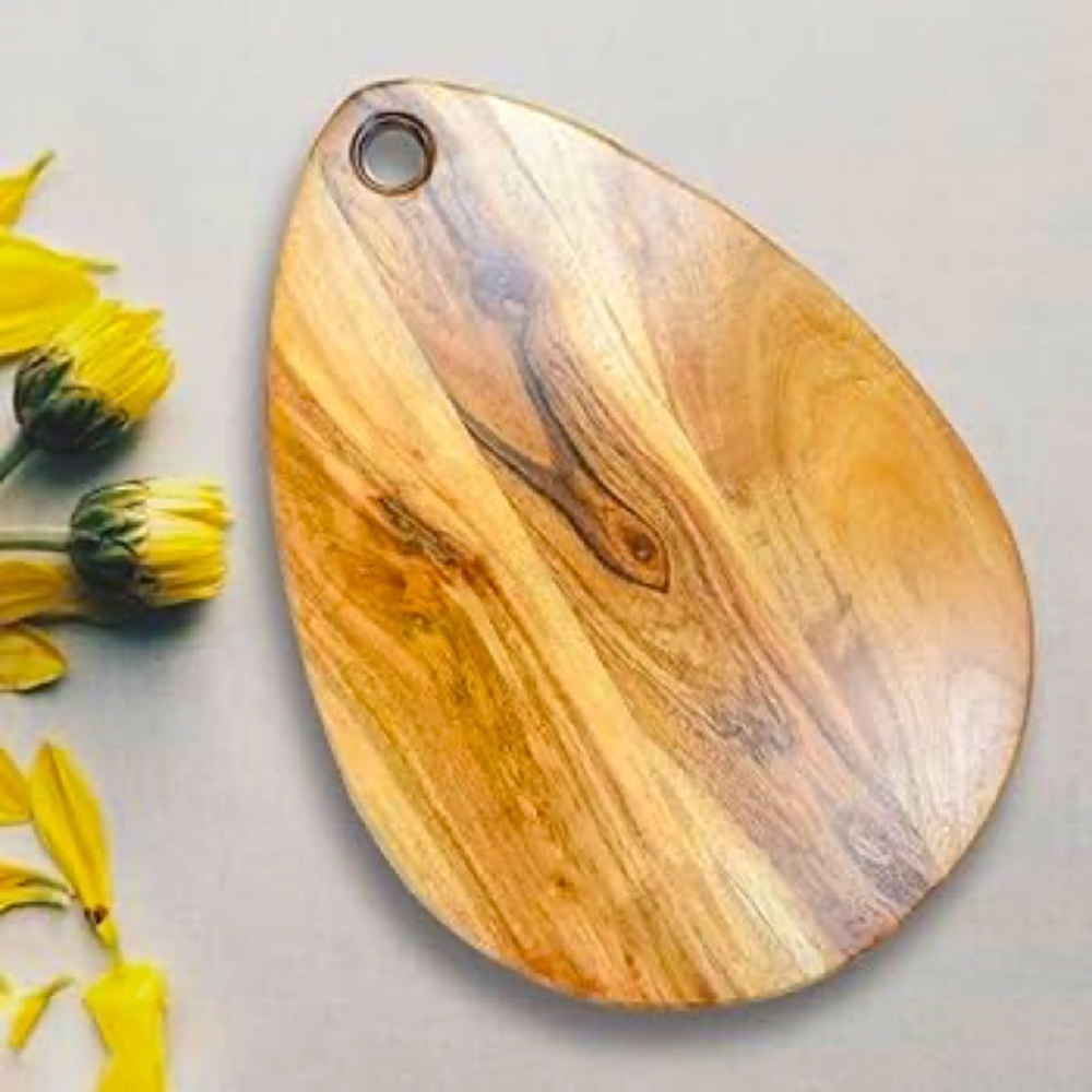 Natural Wood Cheese Board With Golden Edge Gold Accents